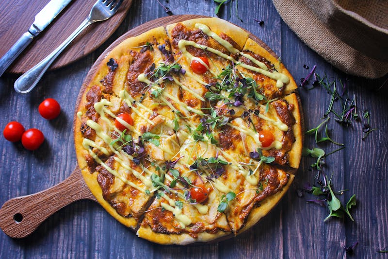 Hawaiian pizza with ham and pineapple